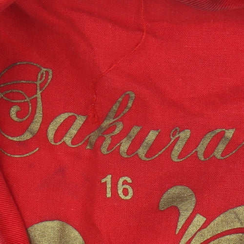 Sakura Women's Red Cotton Button Jacket Size 16
