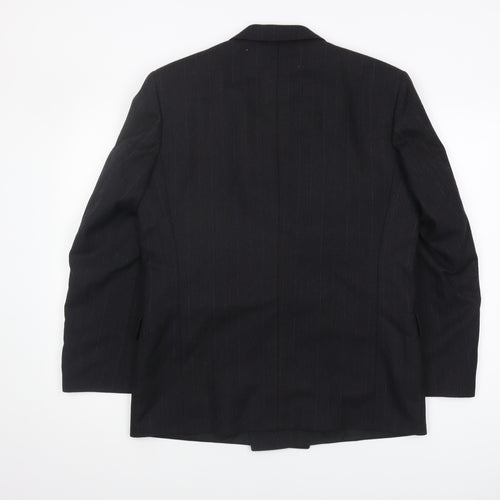 Burton Men's Black Striped Double-Breasted Blazer 38S