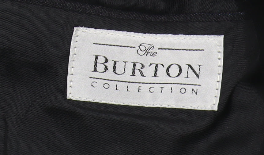 Burton Men's Black Striped Double-Breasted Blazer 38S