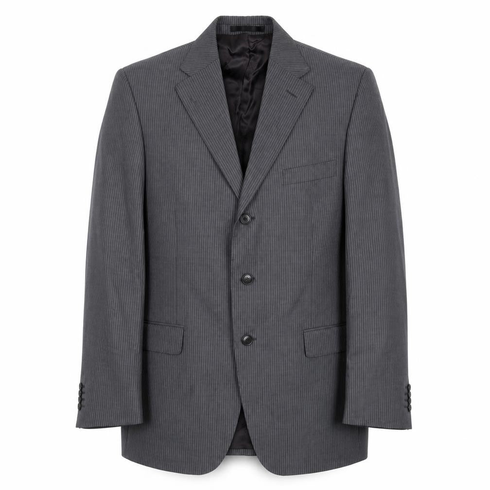 Front view of Boggi Grey Men's Blazer UK 40 Classic Striped Jacket