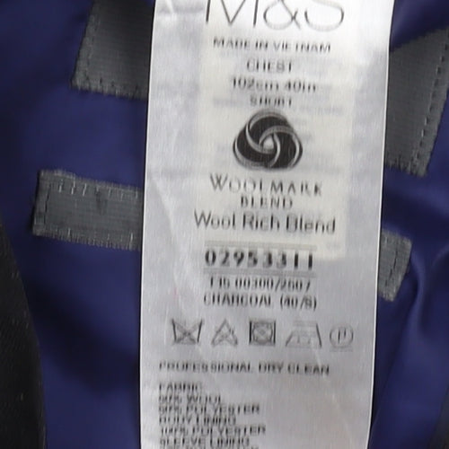 Marks and Spencer Men's Black Slim Blazer 40R