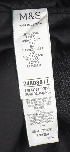 Marks and Spencer Men's Black Long Blazer 44L