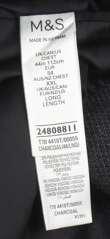 Marks and Spencer Men's Black Long Blazer 44L