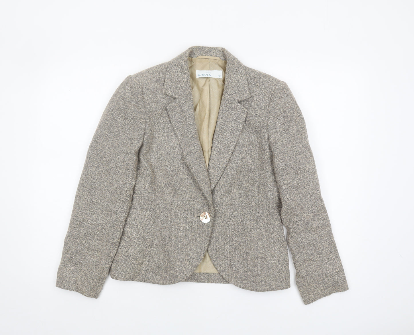 Minosa Women's Grey Wool Blend Blazer Size 12 Petite