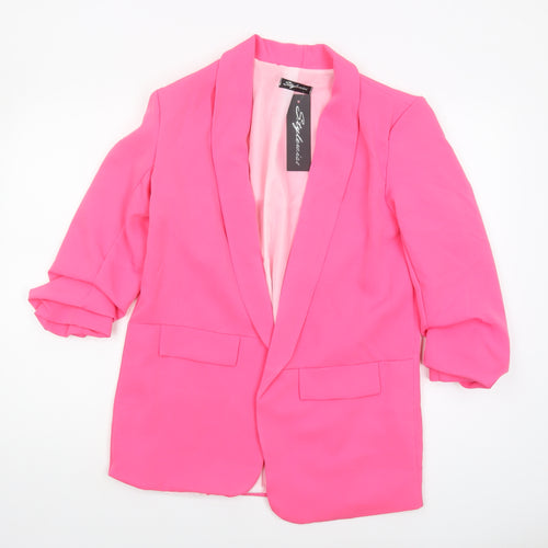 Stylewise Women's Pink Blazer M with Shawl Lapel
