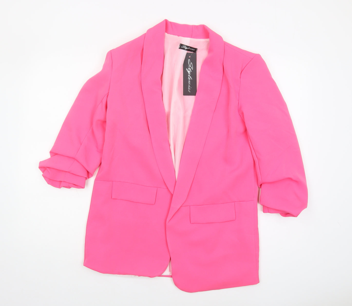 Stylewise Women's Pink Blazer M with Shawl Lapel