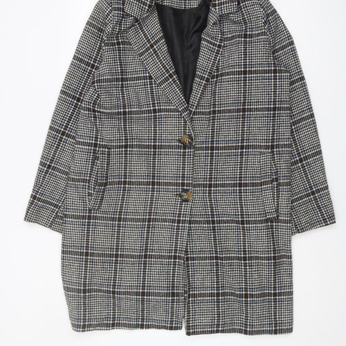 Boohoo Women's Check Coat, UK 12, Multicoloured Plaid