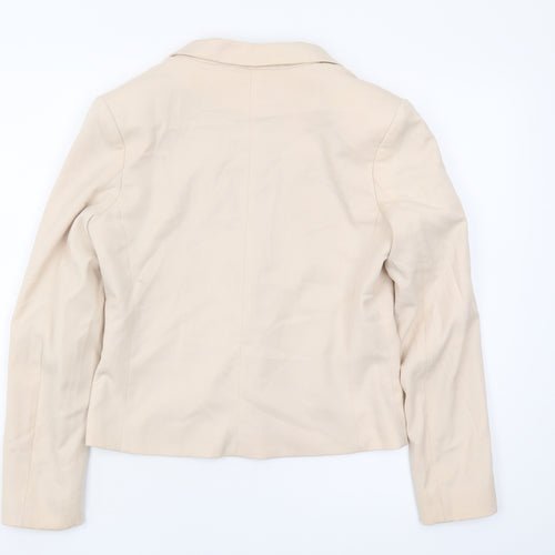 H&M Womens Beige Blazer 10 Single-Breasted Notch Lapel