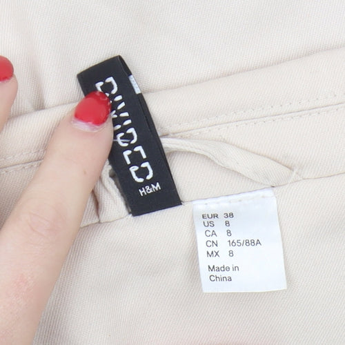 H&M Womens Beige Blazer 10 Single-Breasted Notch Lapel