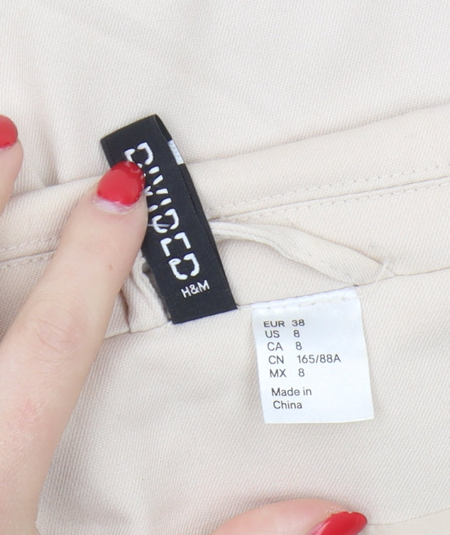 H&M Womens Beige Blazer 10 Single-Breasted Notch Lapel