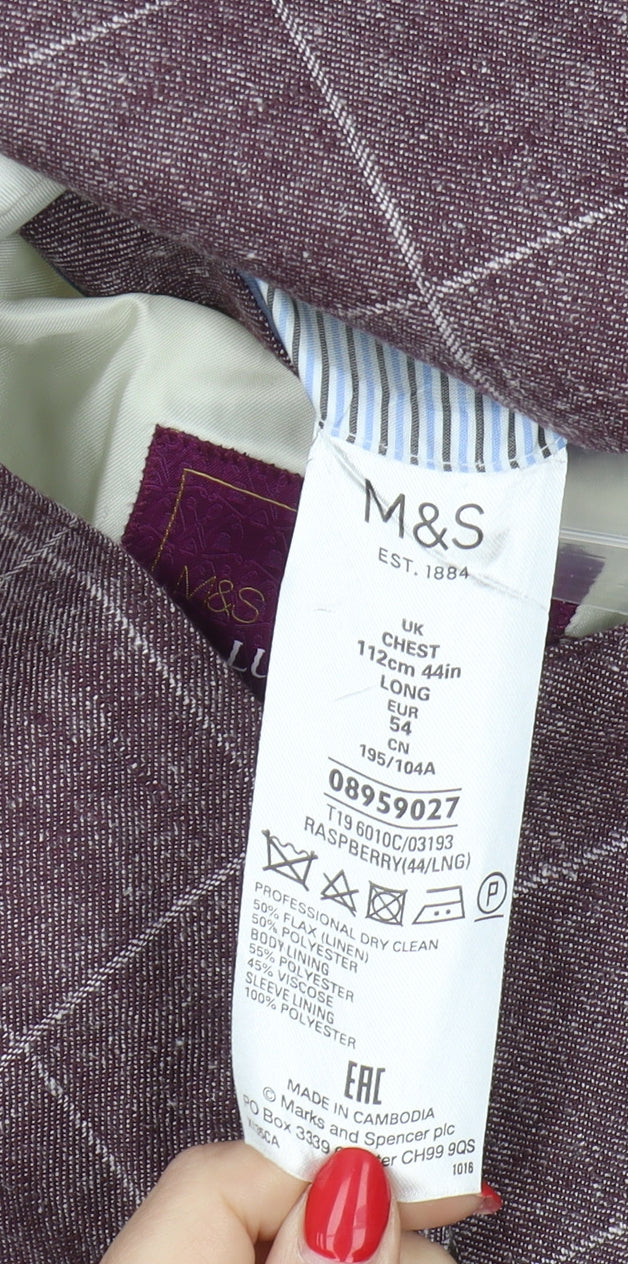 Marks and Spencer Men's Purple Blazer, Size 44 Long