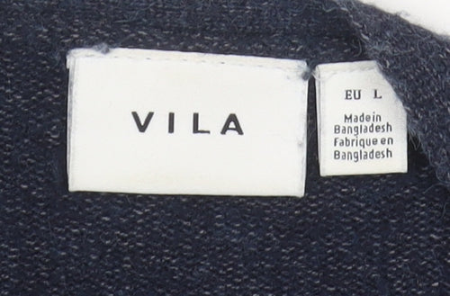 VILA Women's Blue Cardigan - Size L, Casual Long Sleeve