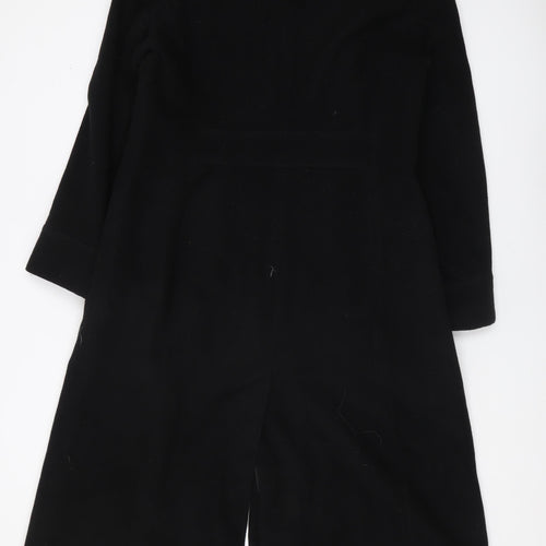 Debenhams Women's Black Wool Blend Long Overcoat Size 16