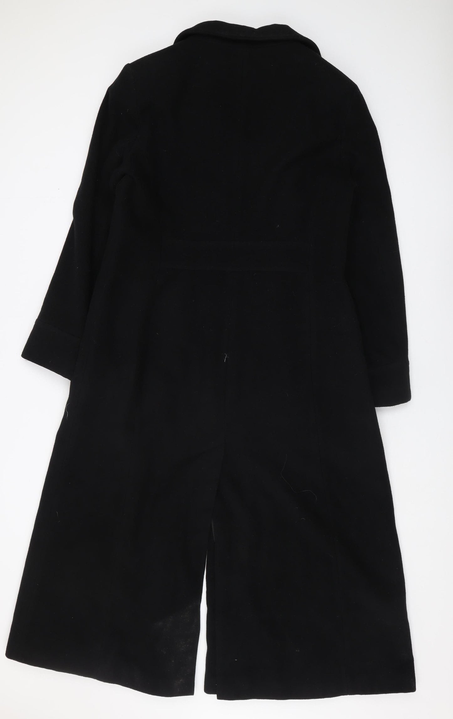 Debenhams Women's Black Wool Blend Long Overcoat Size 16