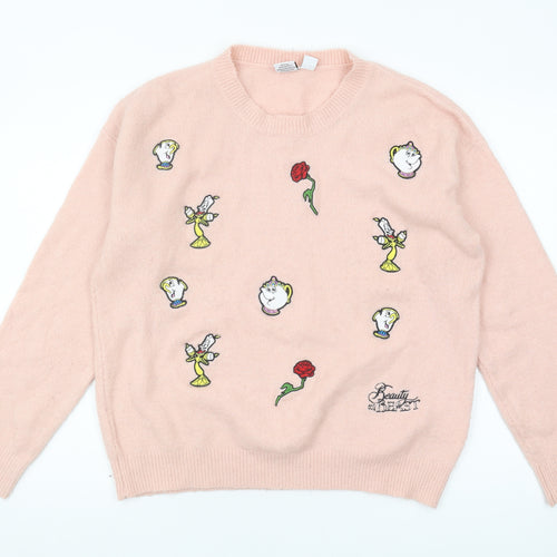 Disney Women's Pink L Beauty and the Beast Jumper