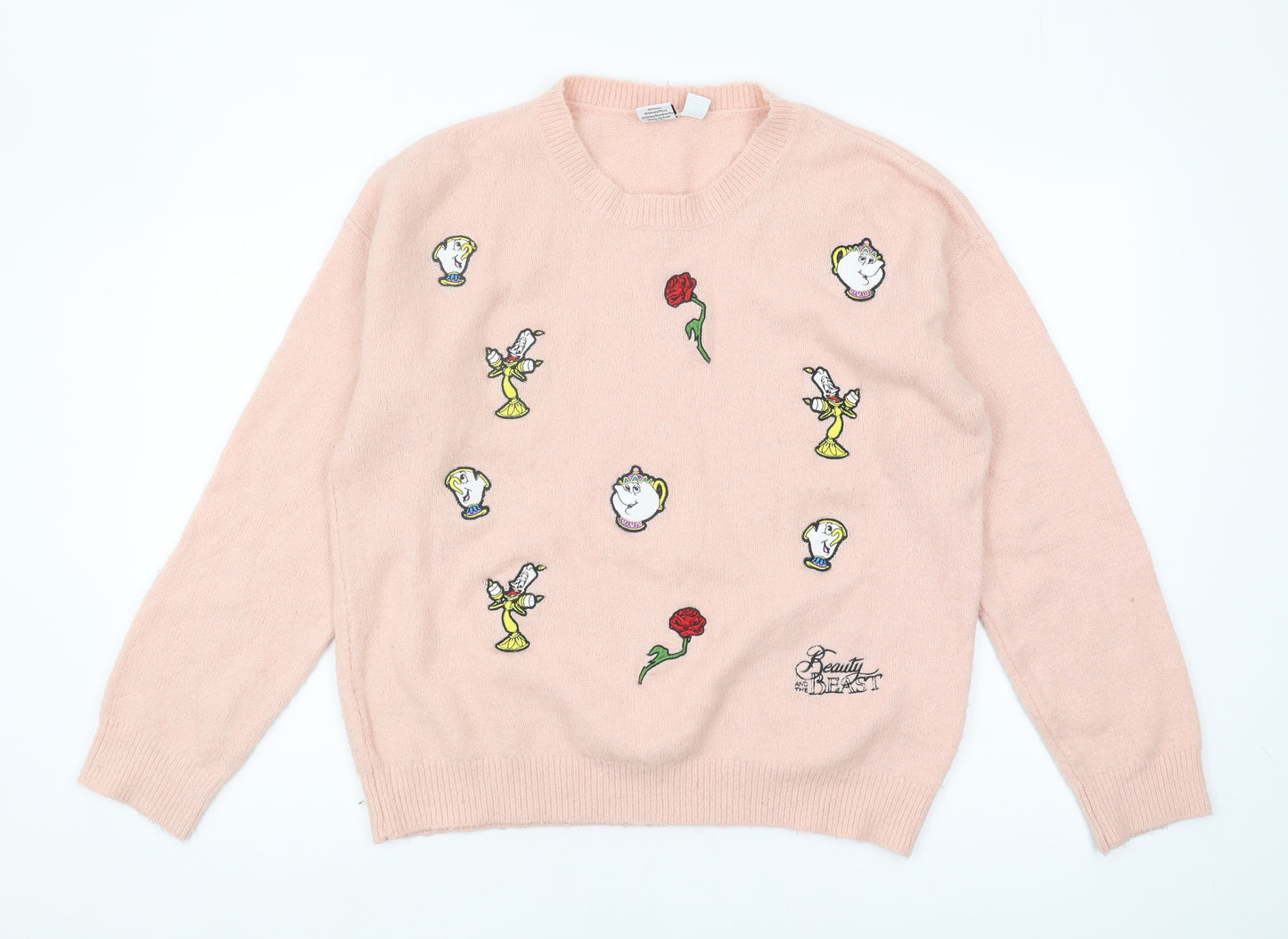 Disney Women's Pink L Beauty and the Beast Jumper
