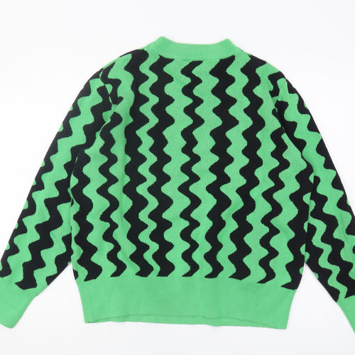 Monki Women's Green Geometric Pullover Jumper M
