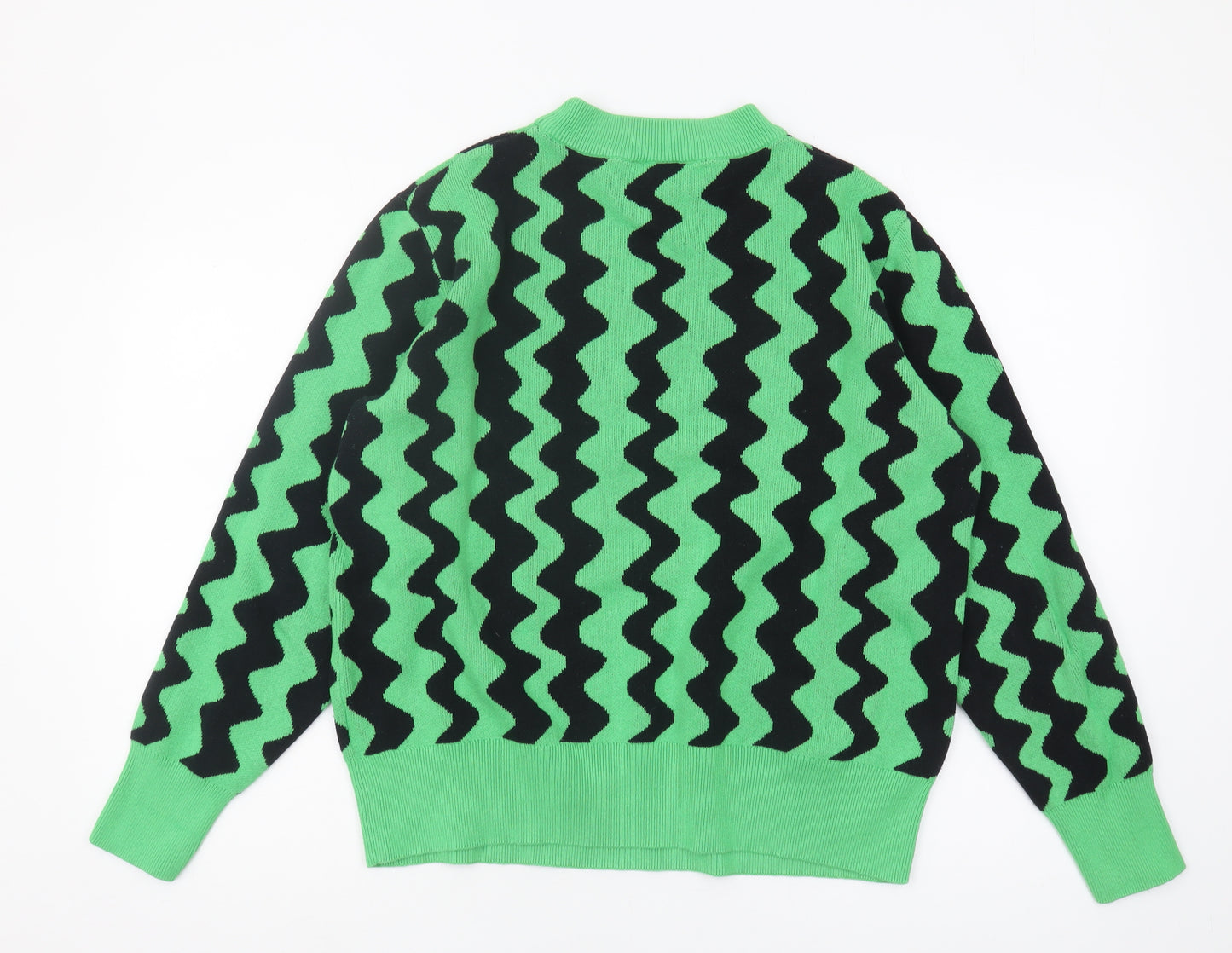 Monki Women's Green Geometric Pullover Jumper M