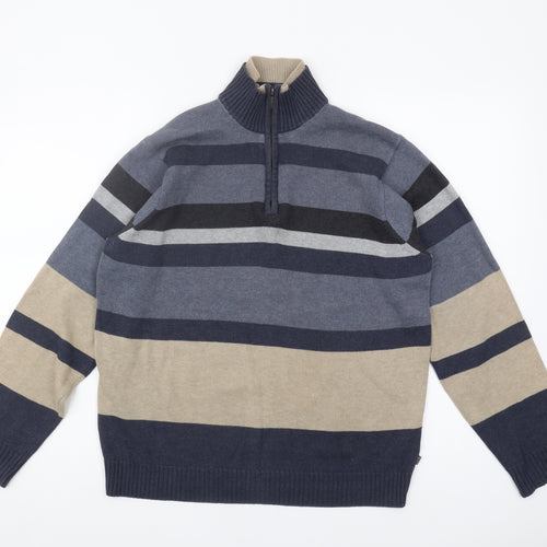 Wolsey Men's Blue Striped Full Zip Jumper M