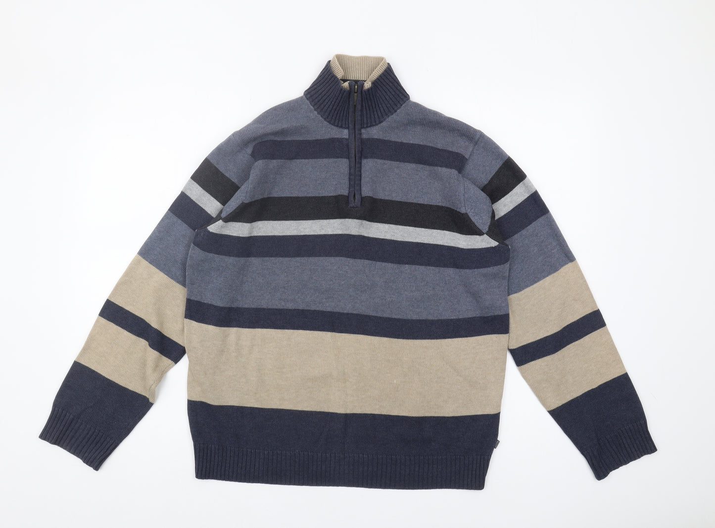 Wolsey Men's Blue Striped Full Zip Jumper M