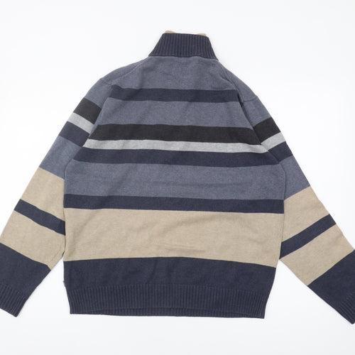 Wolsey Men's Blue Striped Full Zip Jumper M