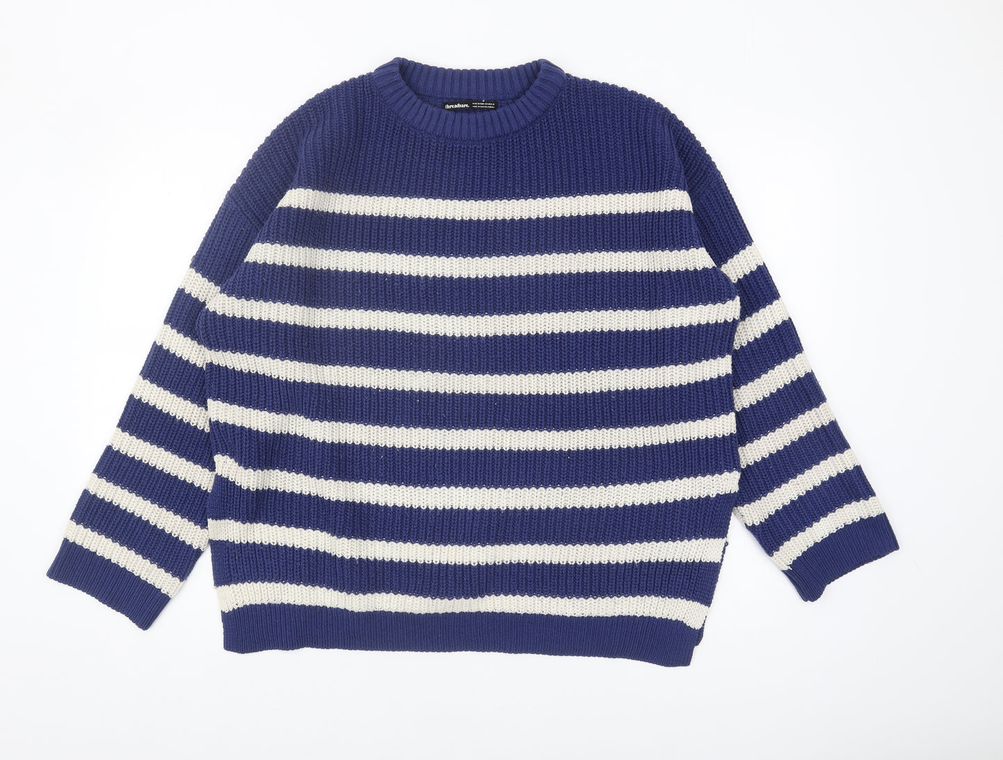 Threadbare Women's Blue Striped Pullover Jumper Size 12