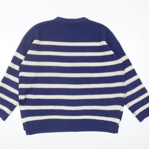 Threadbare Women's Blue Striped Pullover Jumper Size 12