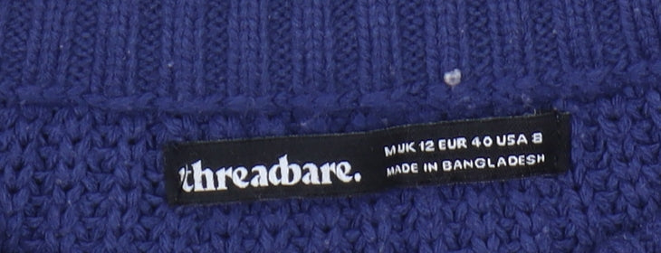 Threadbare Women's Blue Striped Pullover Jumper Size 12