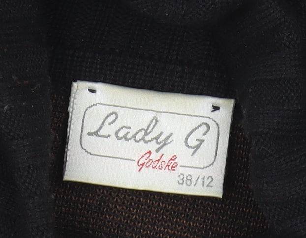 Lady G Women's Black Animal Print Roll Neck Jumper