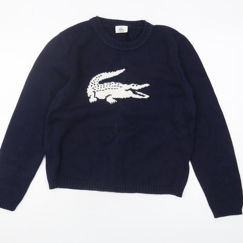 Lacoste Unisex Adult Blue Crew Neck Pullover Jumper Size 16
