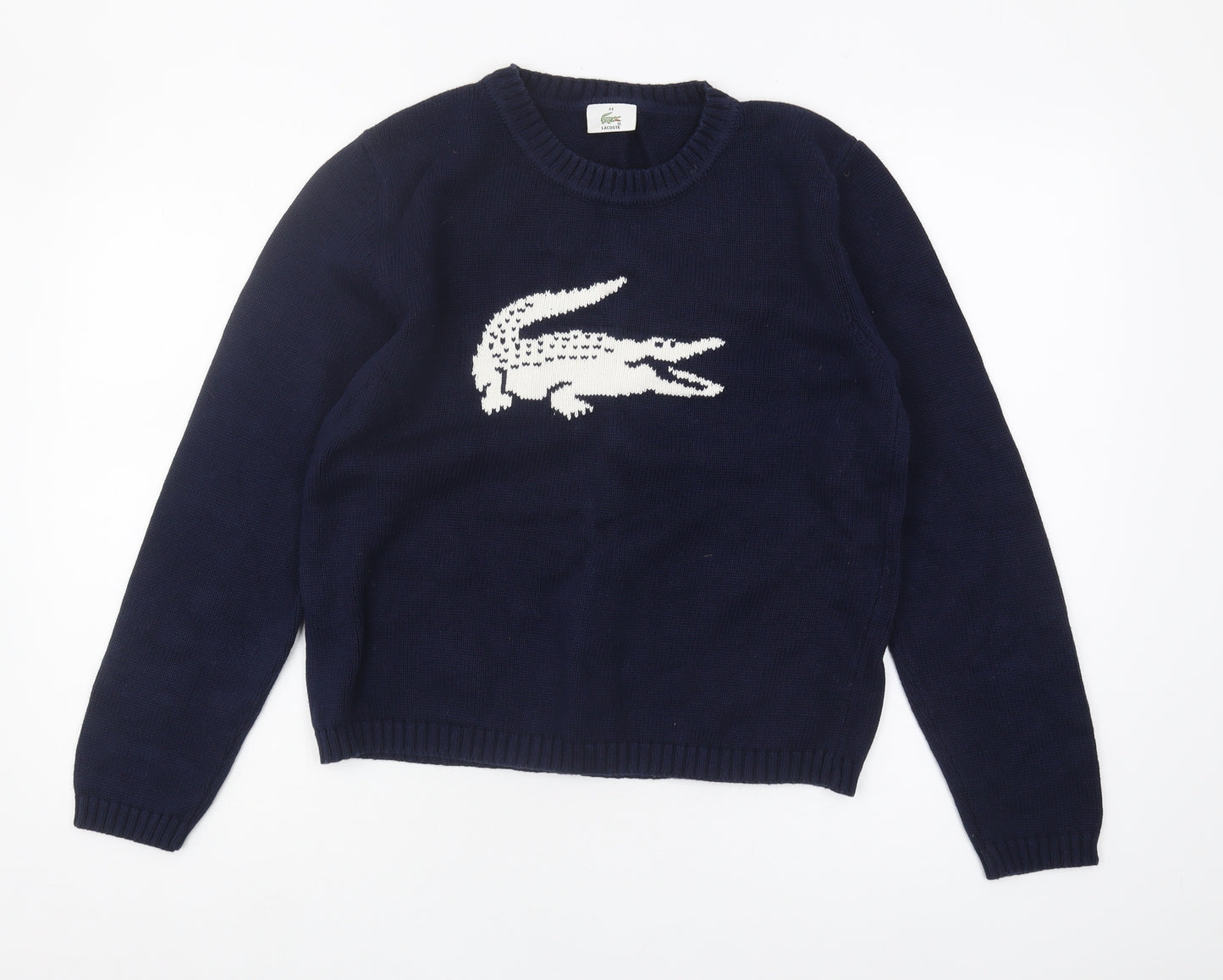Lacoste Unisex Adult Blue Crew Neck Pullover Jumper Size 16