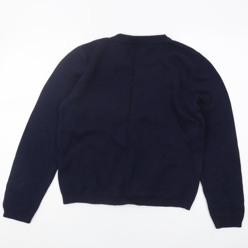 Lacoste Unisex Adult Blue Crew Neck Pullover Jumper Size 16