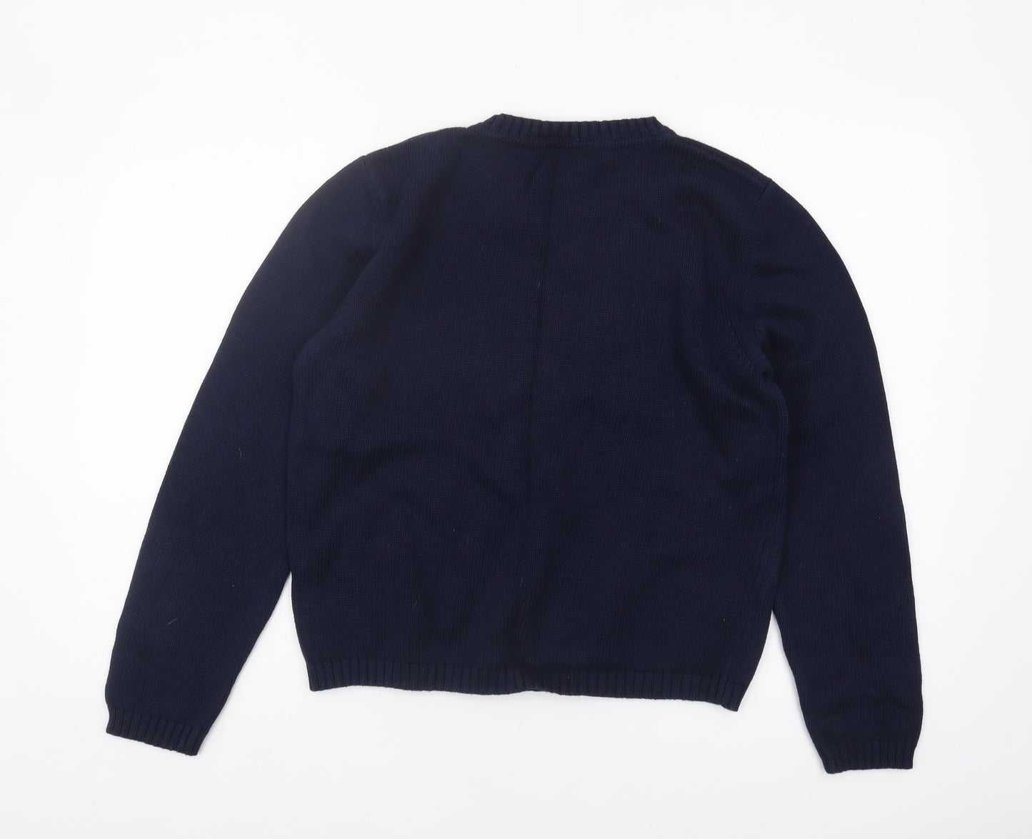 Lacoste Unisex Adult Blue Crew Neck Pullover Jumper Size 16