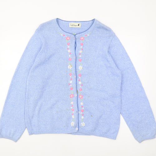 Tulchan Women's Blue Floral Cardigan L