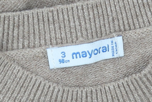 Mayoral Girls Beige Floral Pullover Jumper 3 Years