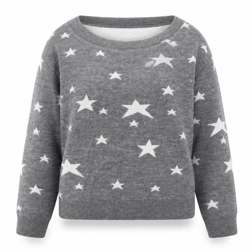 Mango Women's Grey Star Print Jumper, Size 8 Pullover