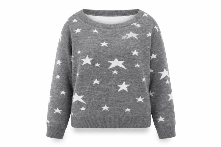 Mango Women's Grey Star Print Jumper, Size 8 Pullover