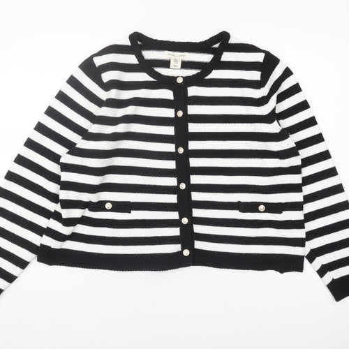 Happily Grey Women's Plus Size Striped Cardigan - Black, 22