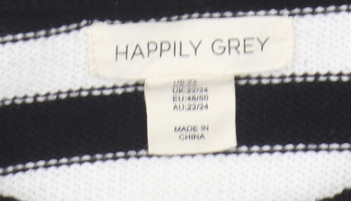 Happily Grey Women's Plus Size Striped Cardigan - Black, 22