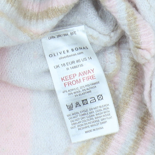 Oliver Bonas Women's Multicoloured Striped Jumper Size 18