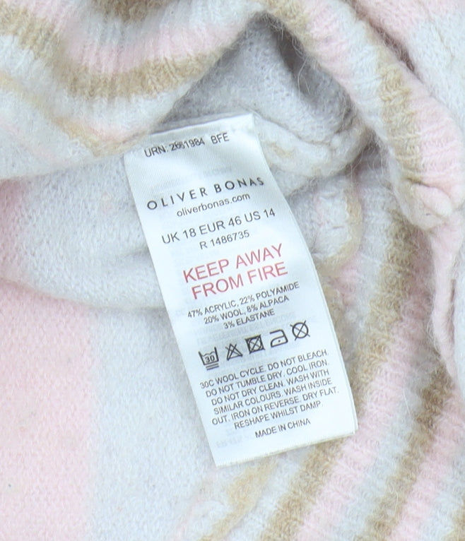 Oliver Bonas Women's Multicoloured Striped Jumper Size 18