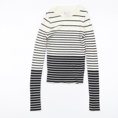 Topshop Women's Black & White Striped Pullover XS