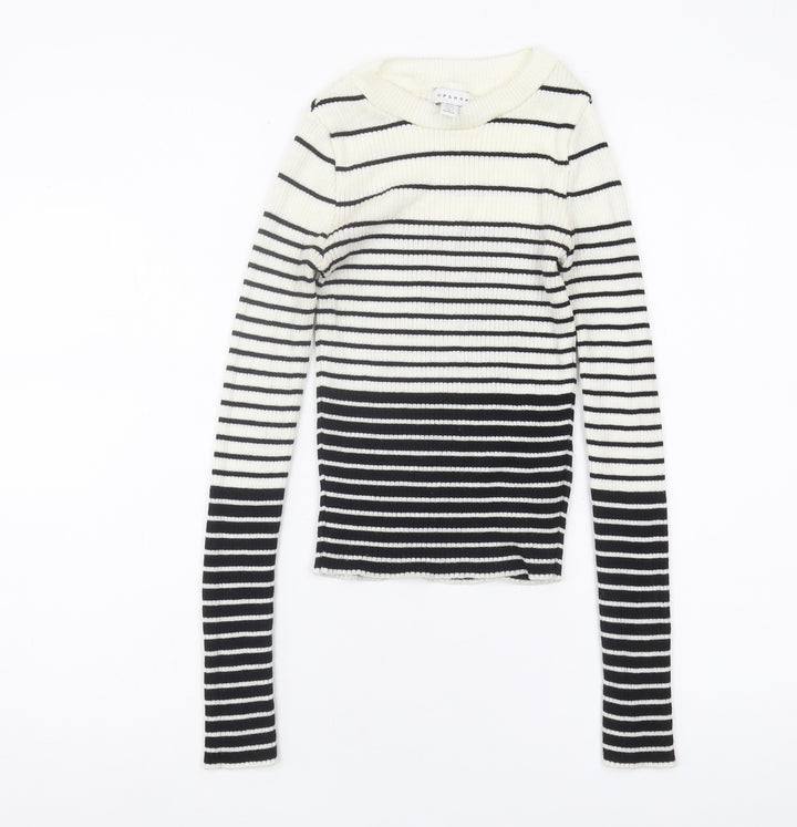 Topshop Women's Black & White Striped Pullover XS