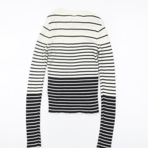 Topshop Women's Black & White Striped Pullover XS