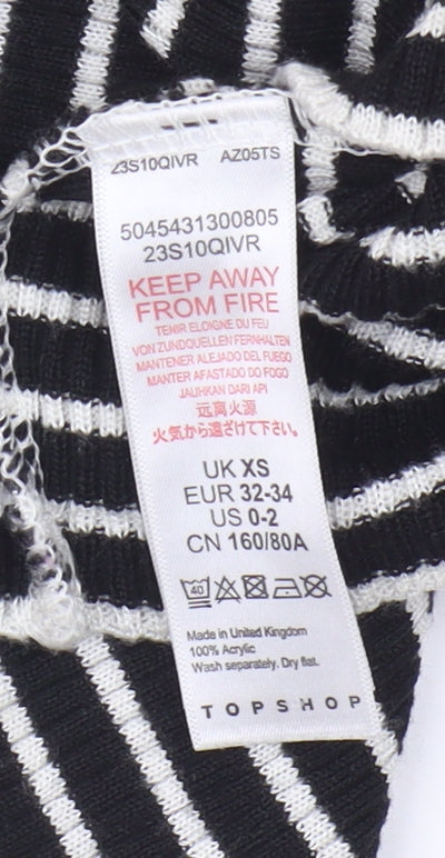 Topshop Women's Black & White Striped Pullover XS