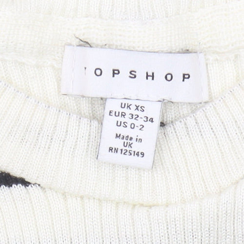 Topshop Women's Black & White Striped Pullover XS