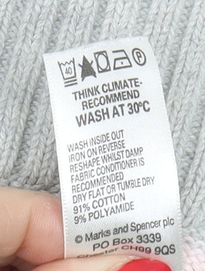 Marks and Spencer Women's Grey Pink Striped Pullover Jumper Size 14