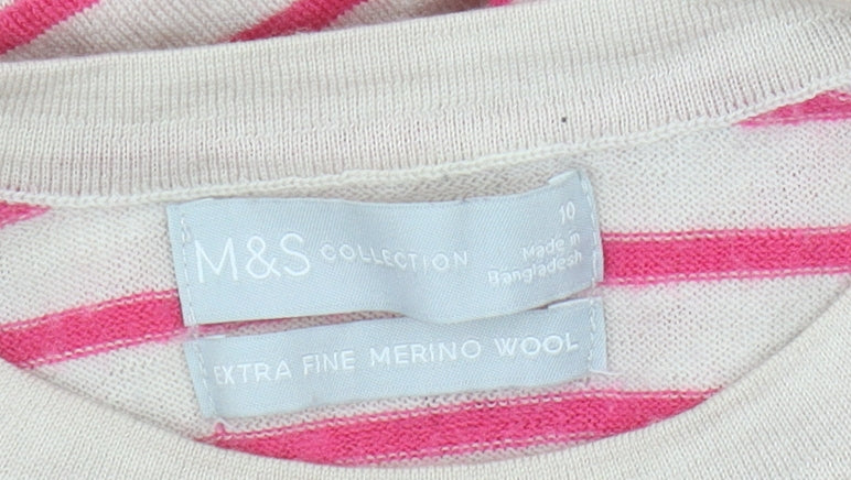 Marks and Spencer Women's Size 10 Striped Merino Pullover