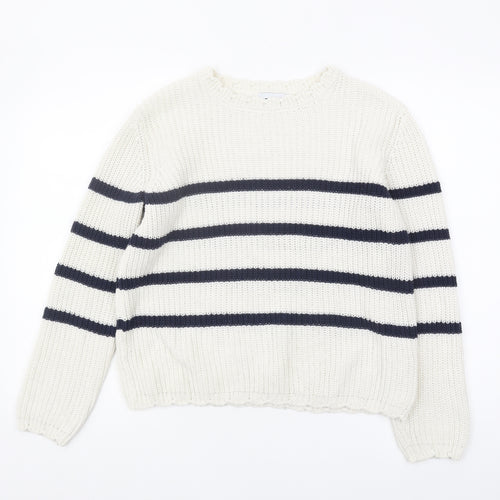 Only Women's XS Striped Pullover Jumper White