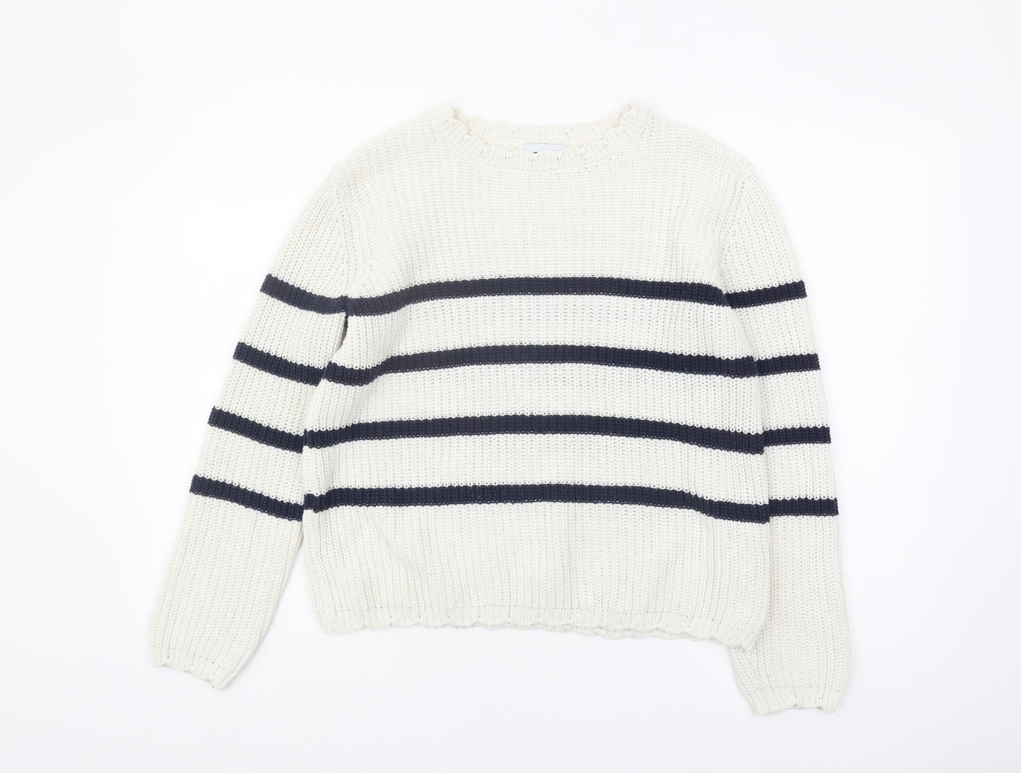 Only Women's XS Striped Pullover Jumper White